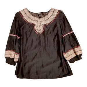 Lucky Brand Women's Embroidered Cotton/Silk Tunic Blouse( 2 For $30 Item)